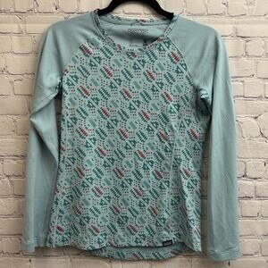 Patagonia Capilene Midweight Baselayer Blue Aztec Print Small Layering Thumbhole